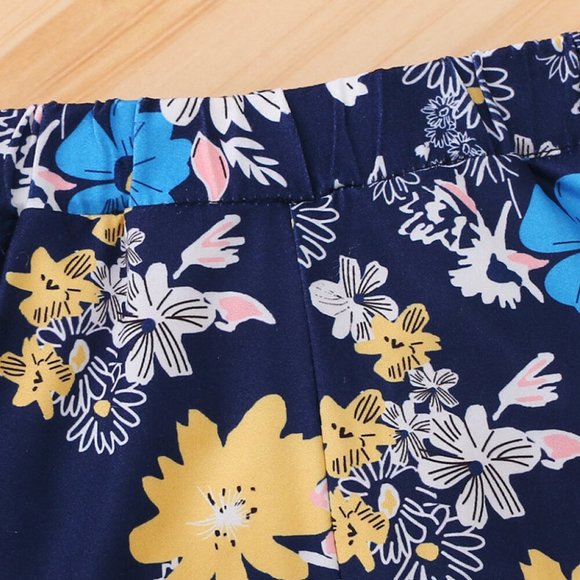 BABY GIRL LETTER GRAPHIC RUFFLED TOP AND FLORAL JOGGERS SET - Picture 2 of 6